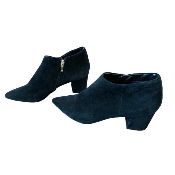 Steven by Steve Madden Bergen Black Suede Block Chunky Heel Booties Size 9.5 - Picture 2 of 9